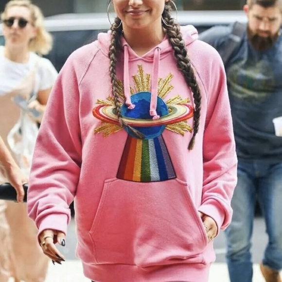 Gucci Sweaters - Embroidered Gucci rainbow Saturn hoodie